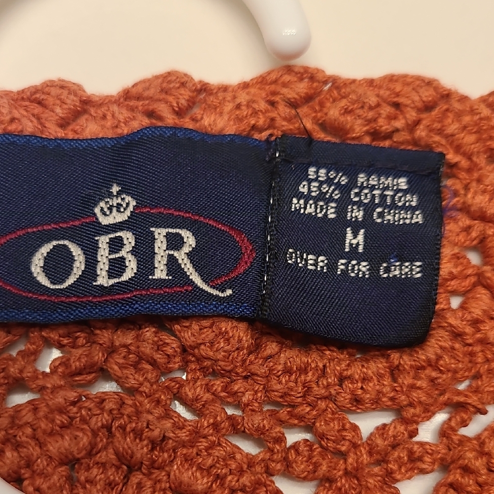 OBR Rust Orange Crochet Button-Front Sweater Vest Medium - Picture 2 of 9